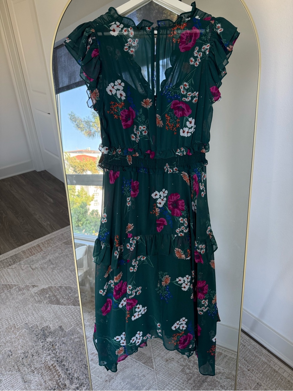 Calvin Klein Floral Midi Dress - Dark Green